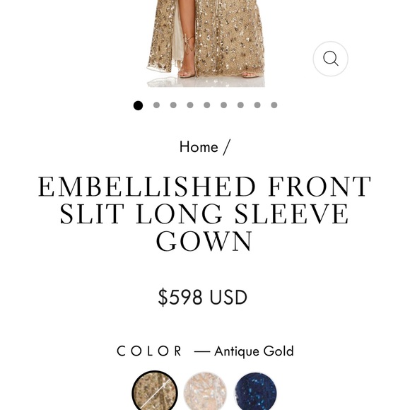 ๐HP๐MAC DUGGAL EMBELLISHED FRONT SLIT LONG SLEEVE GOWN. Size 4 and 6 - Picture 5 of 17